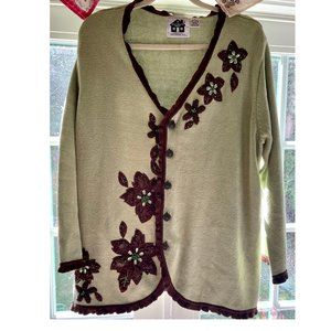 Storybook Knits Cardigan Sweater ~ 2x ~ flowers